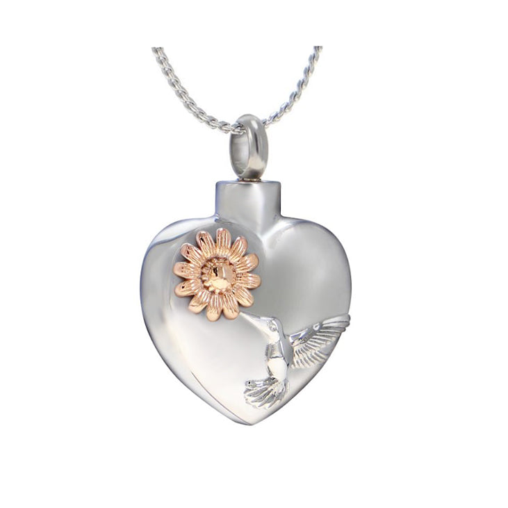 Hummingbird Heart Jewelry Urn - Love Charms™ Option