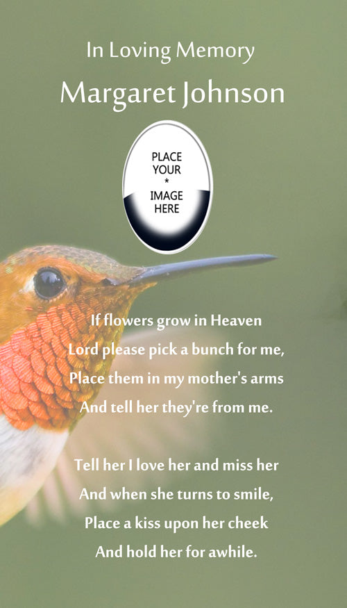 Hummingbird Poem and Picture Urn
