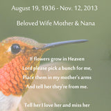 Flowers in Heaven Poem Urn