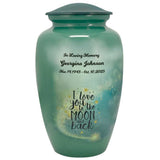 I Love You To The Moon And Back Medium or Adult Cremation Urn - Tribute Wreath™ - Pro Personalization - Burial Vault Option