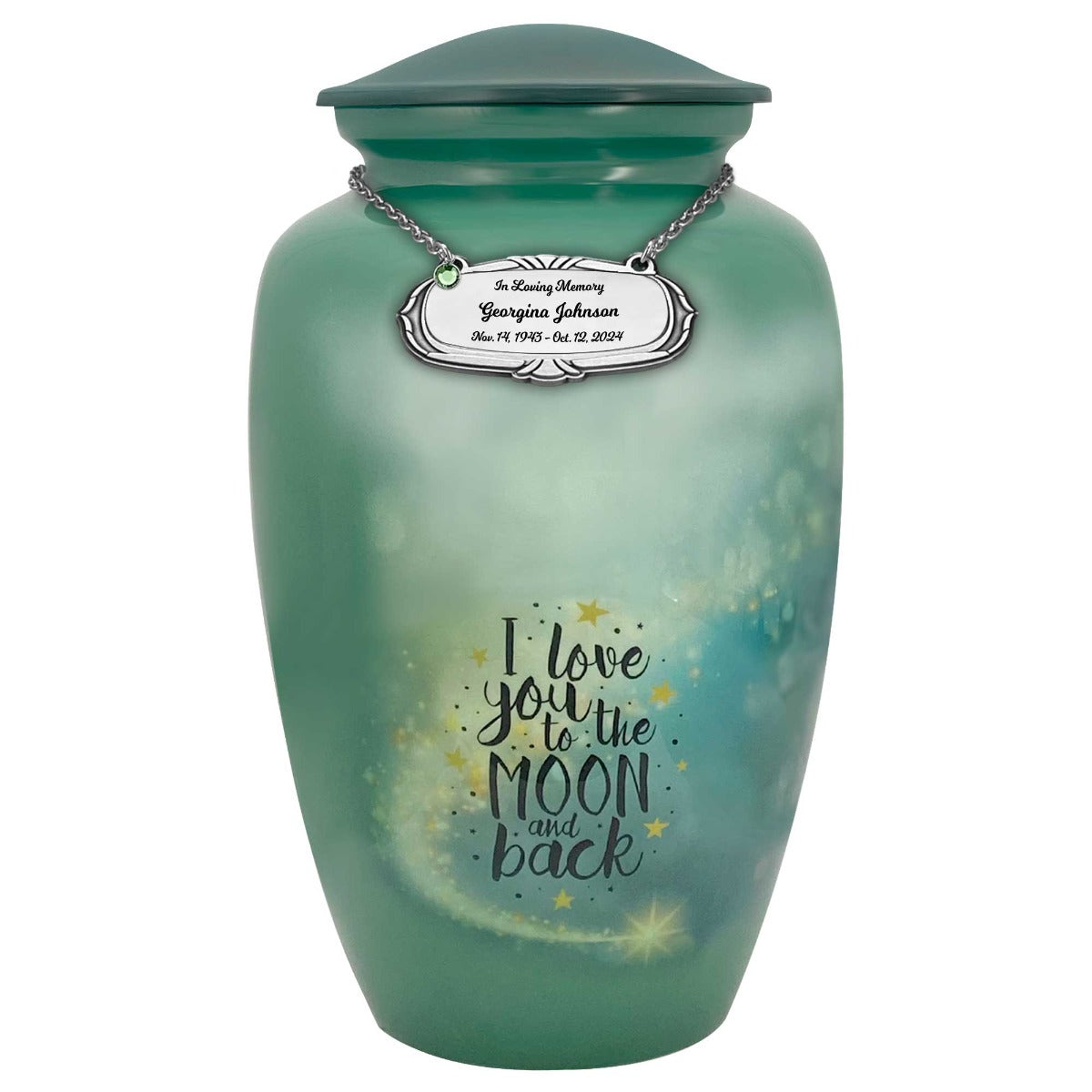 I Love You To The Moon And Back Medium or Adult Cremation Urn - Tribute Wreath™ - Pro Personalization - Burial Vault Option