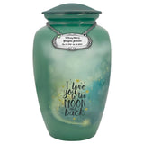 I Love You To The Moon And Back Medium or Adult Cremation Urn - Tribute Wreath™ - Pro Personalization - Burial Vault Option