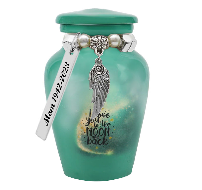 I Love You To The Moon And Back Mini Urn - Love Charms® Option