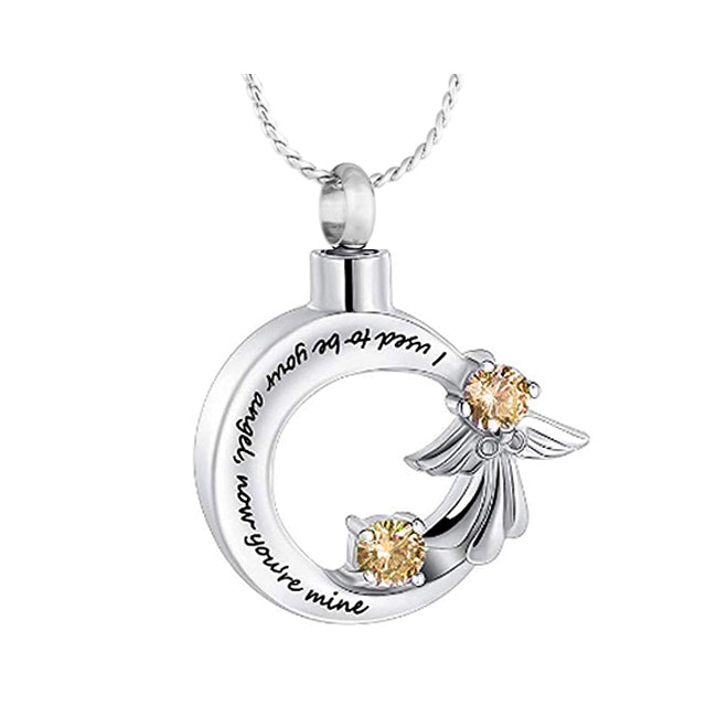 I Used to Be Your Angel Citrine Ash Jewelry Urn - Love Charms Option