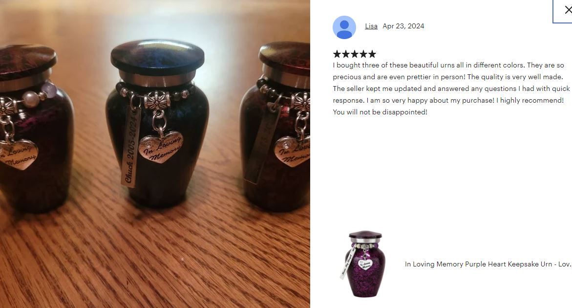 In Loving Memory Blue Sparkle Mini Urn - Love Charms® Option