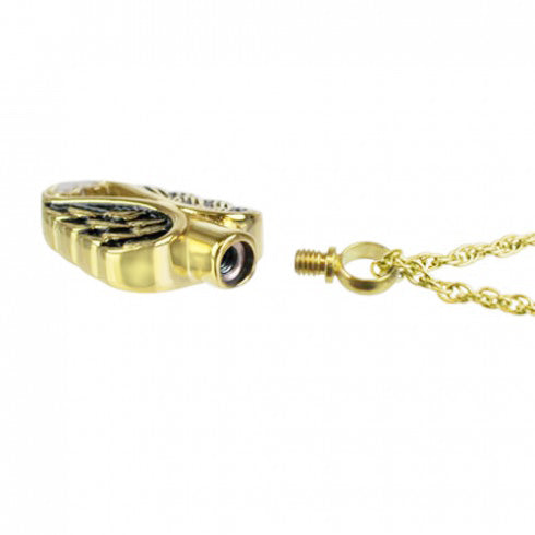 In Angel's Wings Gold Pendant Urn - Love Charms™ Option 