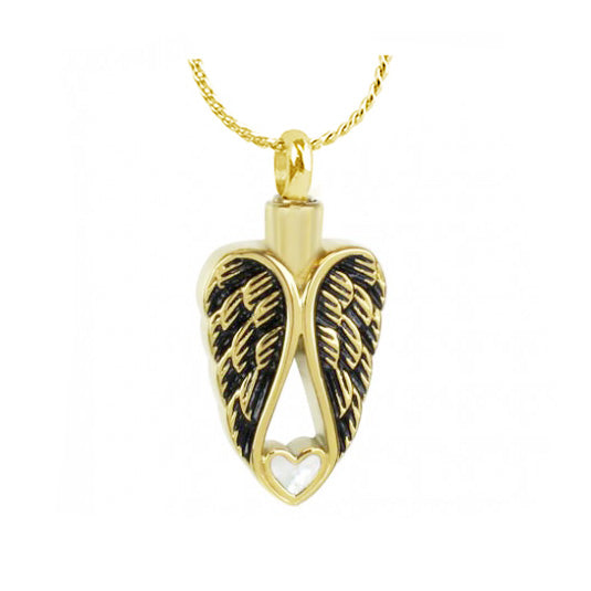 In Angel's Wings Gold Pendant Urn - Love Charms™ Option 