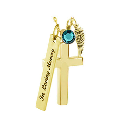 In God's Hands Gold Cross Ash Urn - Love Charms™ Option 