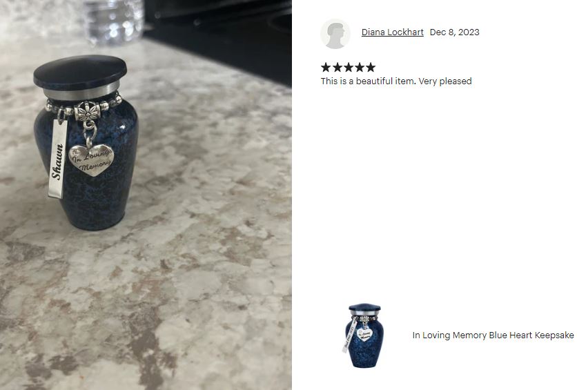 In Loving Memory Blue Sparkle Mini Urn - Love Charms® Option