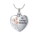 Tulips Memorial Heart Jewelry Ash Urn - Love Charms® Option