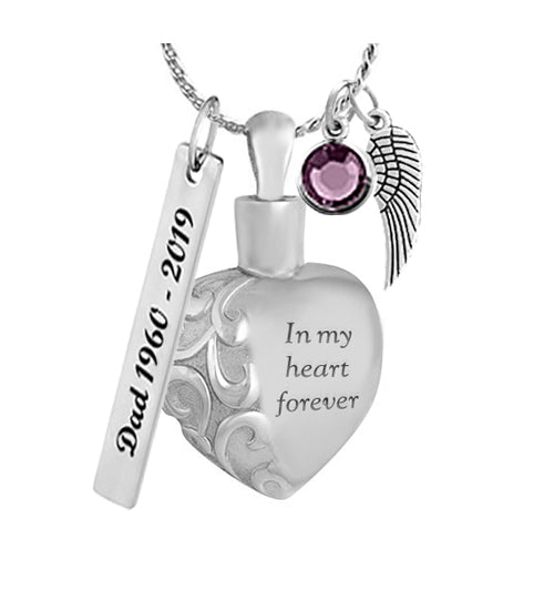 In My Heart Forever Ash Jewelry Urn - Love Charms™ Option