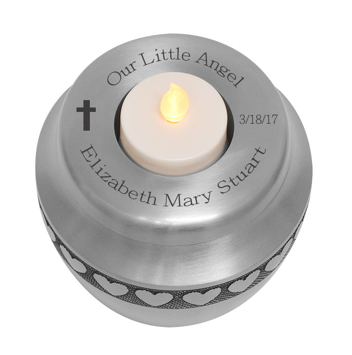 Candle Heart Pewter Infant Urn