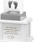 New Born Memorial Cube 3D Crystal White Wood Urn Set