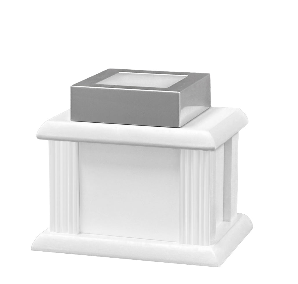 New Born Memorial Cube 3D Crystal White Wood Urn Set
