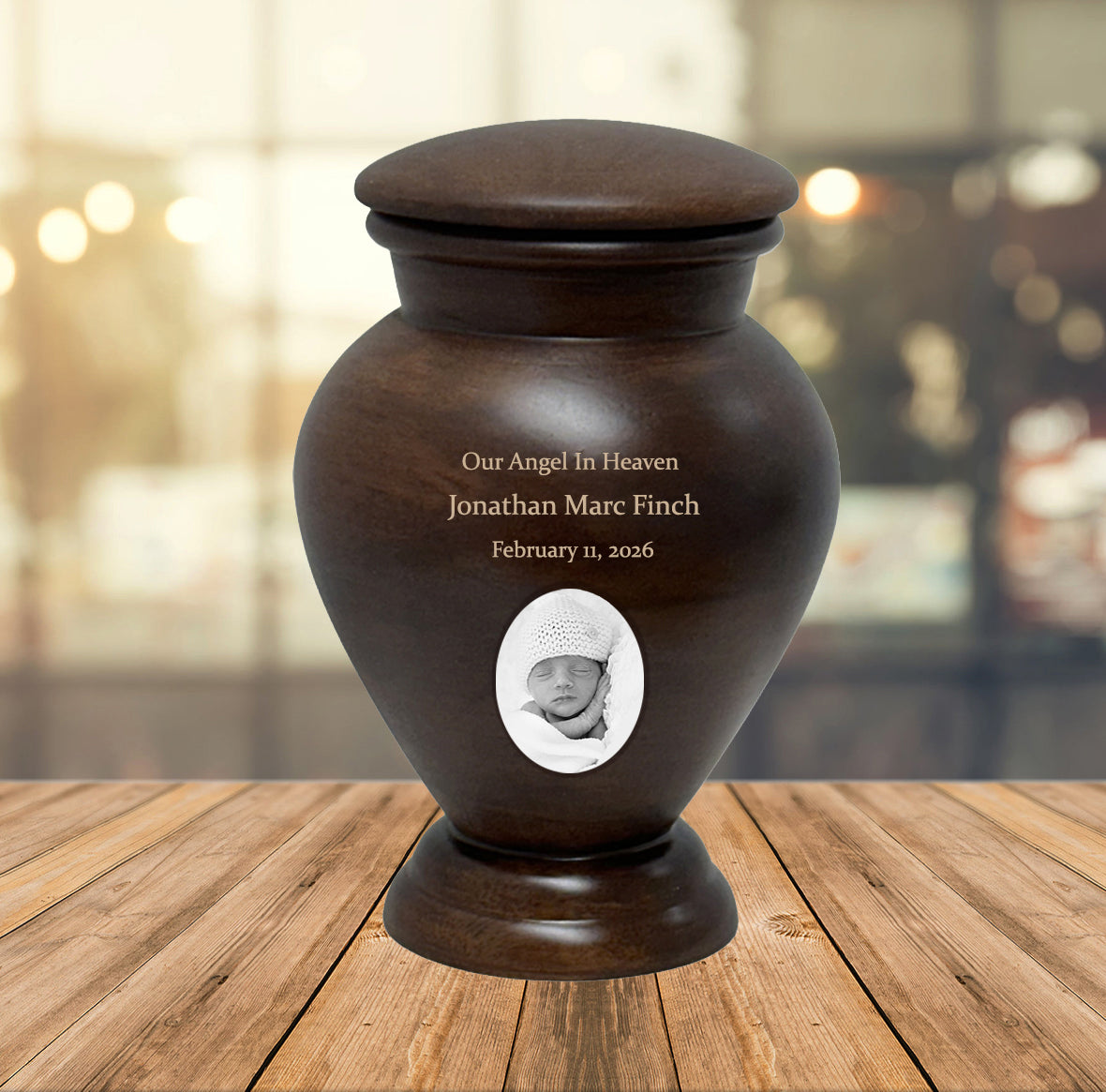 Serenity Infant Photo Cremation Urn - Free Engraving