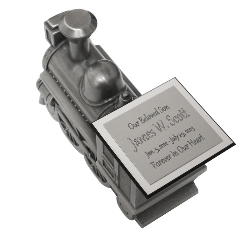 Custom Train Pewter Infant Urn And Name Plate