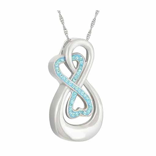 Infinity Double Blue Crystal Ash Urn - Love Charms Option