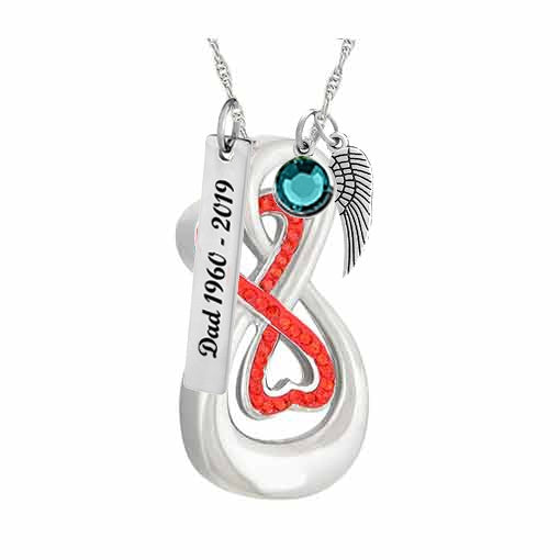 Infinity Double Red Crystal Ash Urn - Love Charms Option