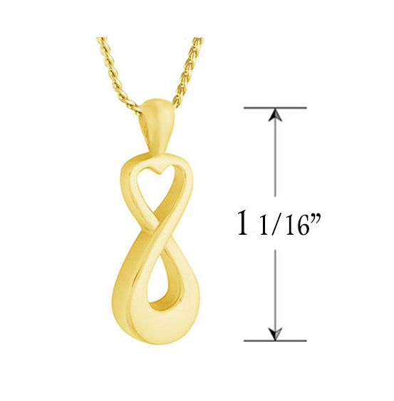 Infinity Heart 10KT or 14KT Gold Cremation Jewelry Urn - SHIPS NOW