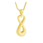 Infinity Heart Gold Cremation Urn Pendant - Love Charms™ Option