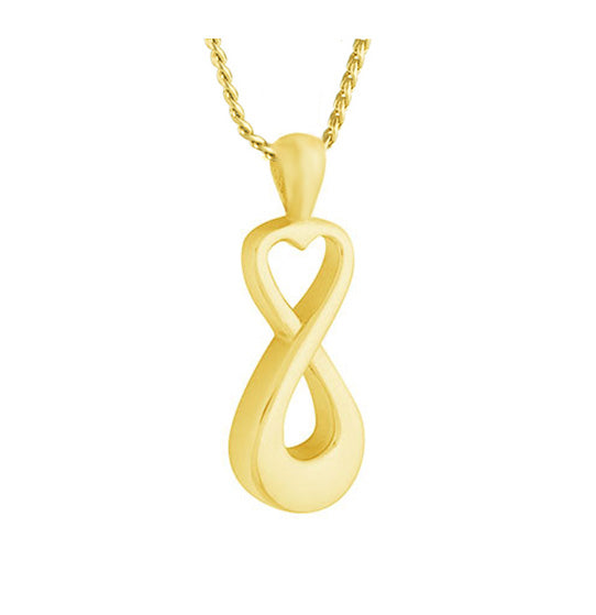Infinity Heart Gold Cremation Urn Pendant - Love Charms™ Option