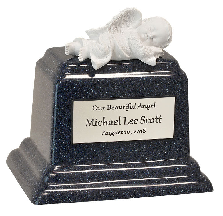 In God's Hands Blue Baby Marble Urn - Free Engraving