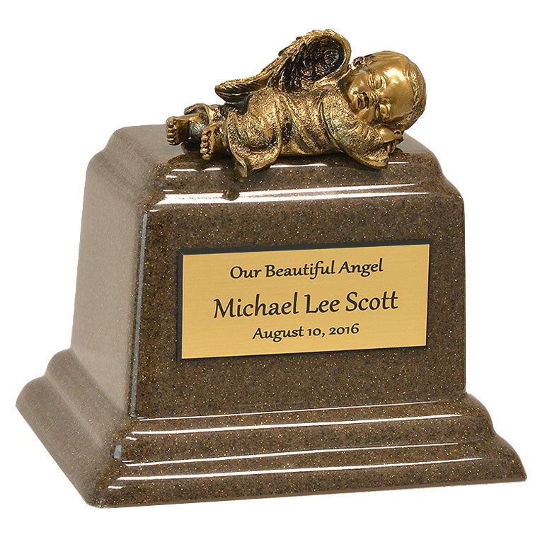 In God's Hands Bronze Baby Marble Urn - Free Engraving