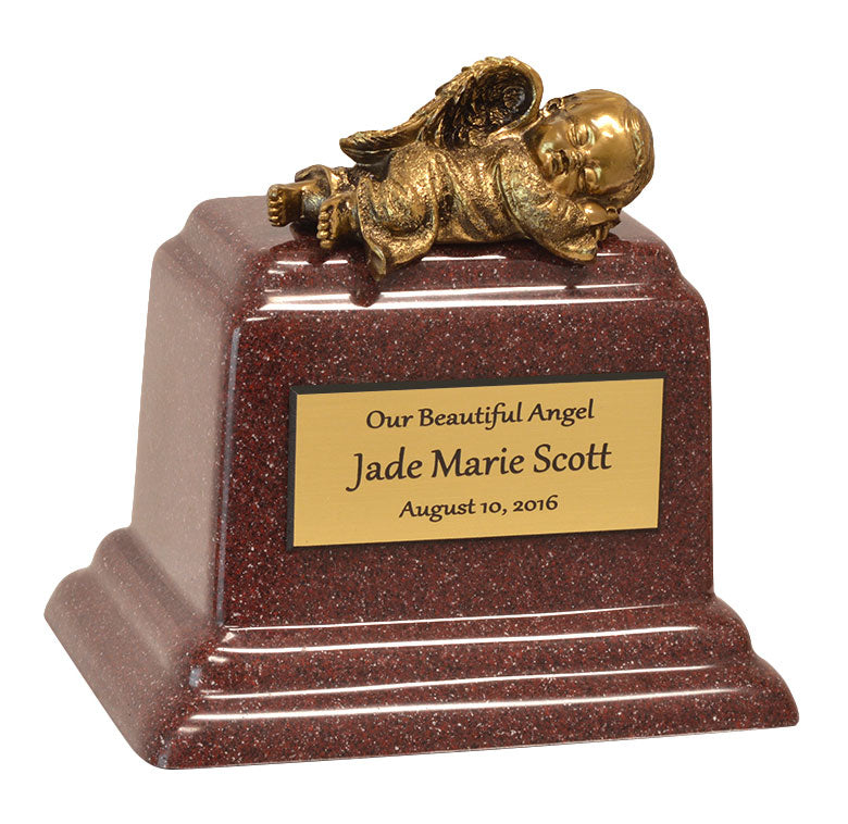In God's Hands Ruby Baby Marble Urn - Free Engraving