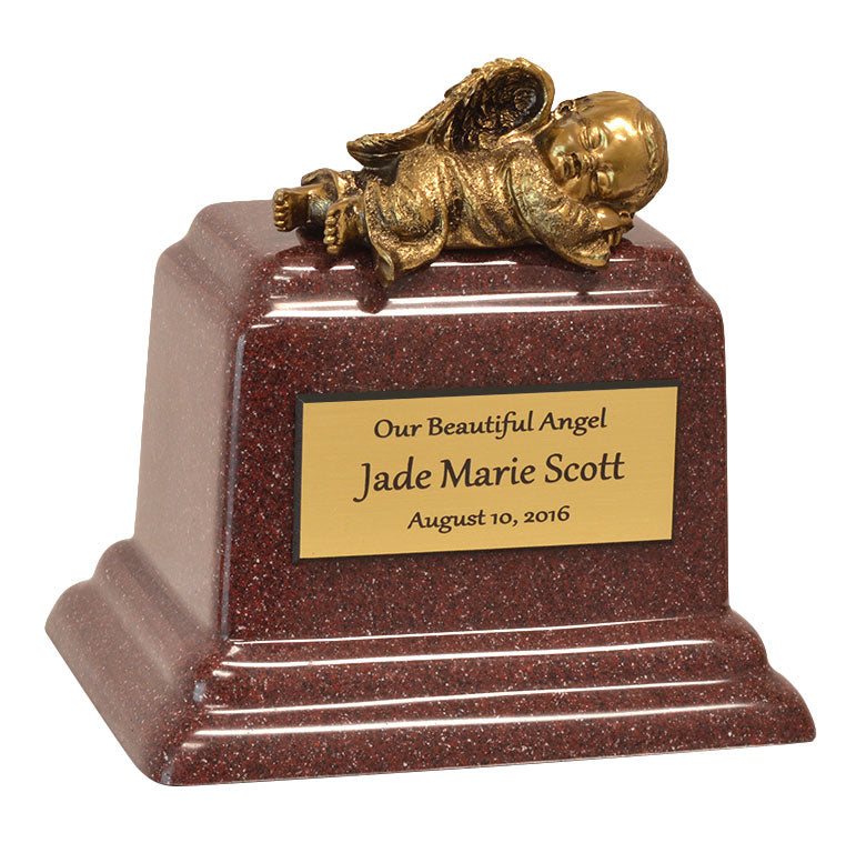 In God's Hands Ruby Baby Marble Urn - Free Engraving