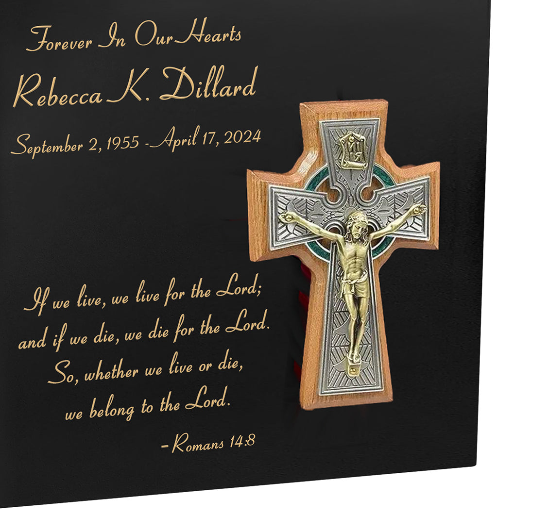 INRI Cross & Scripture Wood Cremation Adult Urn