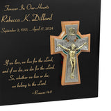 INRI Cross & Scripture Wood Cremation Adult Urn