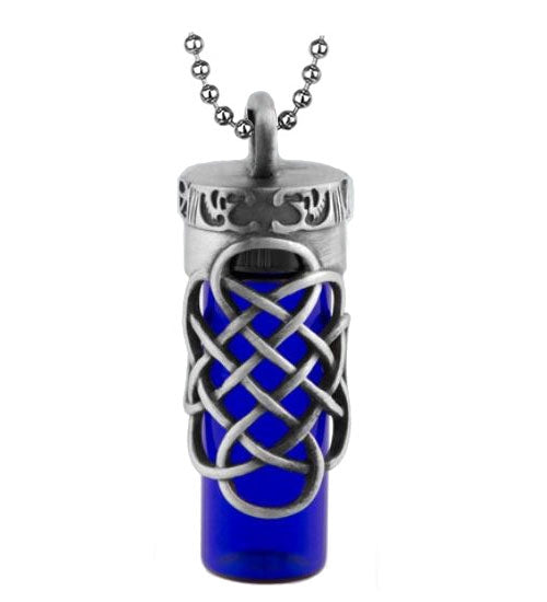 Celtic Intertwine Blue Cobalt Pendant Urn - Love Charms Option