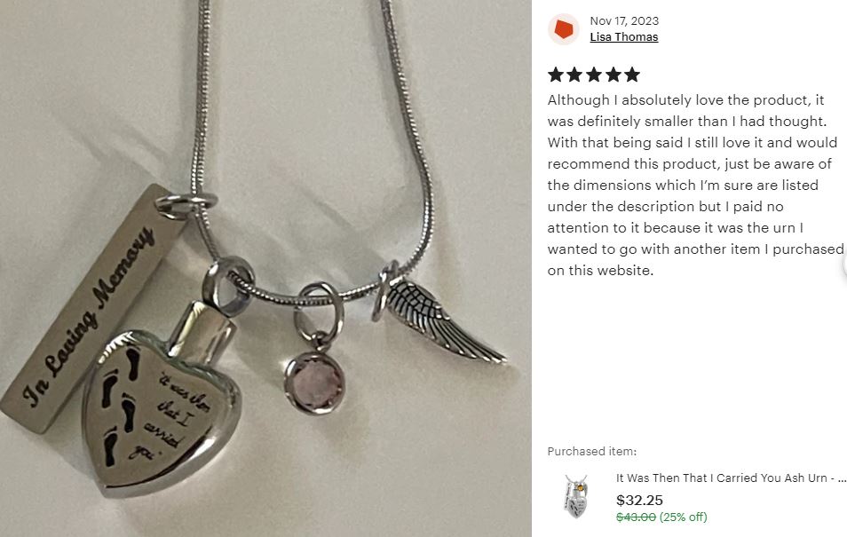 "It Was Then That I Carried You" Ash Urn - Love Charms™ Option