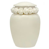 Ivory Child Wings Urn & White Tribute Wreath™ - Pro Sand Carved Engraving