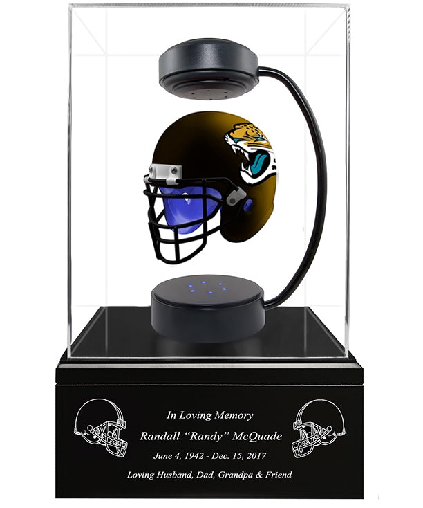 Football Cremation Urn & Jacksonville Jaguars Hover Helmet Décor