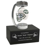 Football  Adult or Medium Cremation Urn & New York Jets Hover Helmet Décor - Free Engraving
