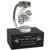 Football  Adult or Medium Cremation Urn & New York Jets Hover Helmet Décor - Free Engraving