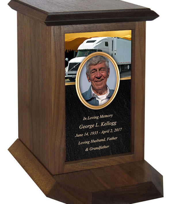 White Truck Photo Journey Urn