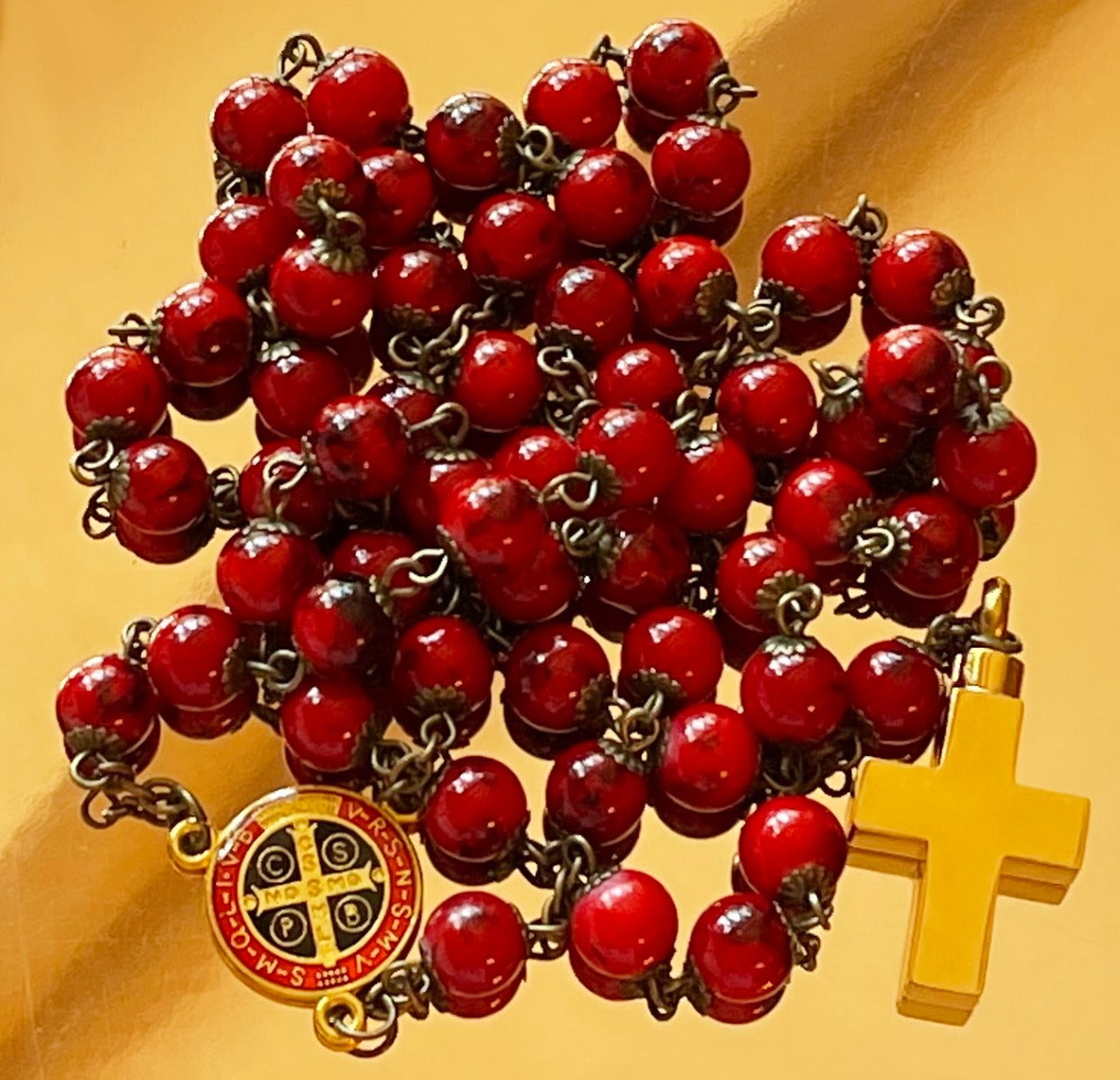 Jubilee Metal Red Rosary Necklace Urn