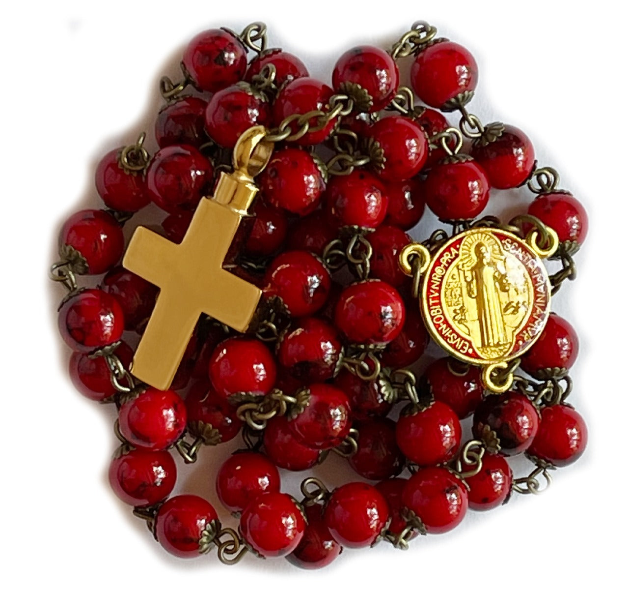 Jubilee Metal Red Rosary Necklace Urn