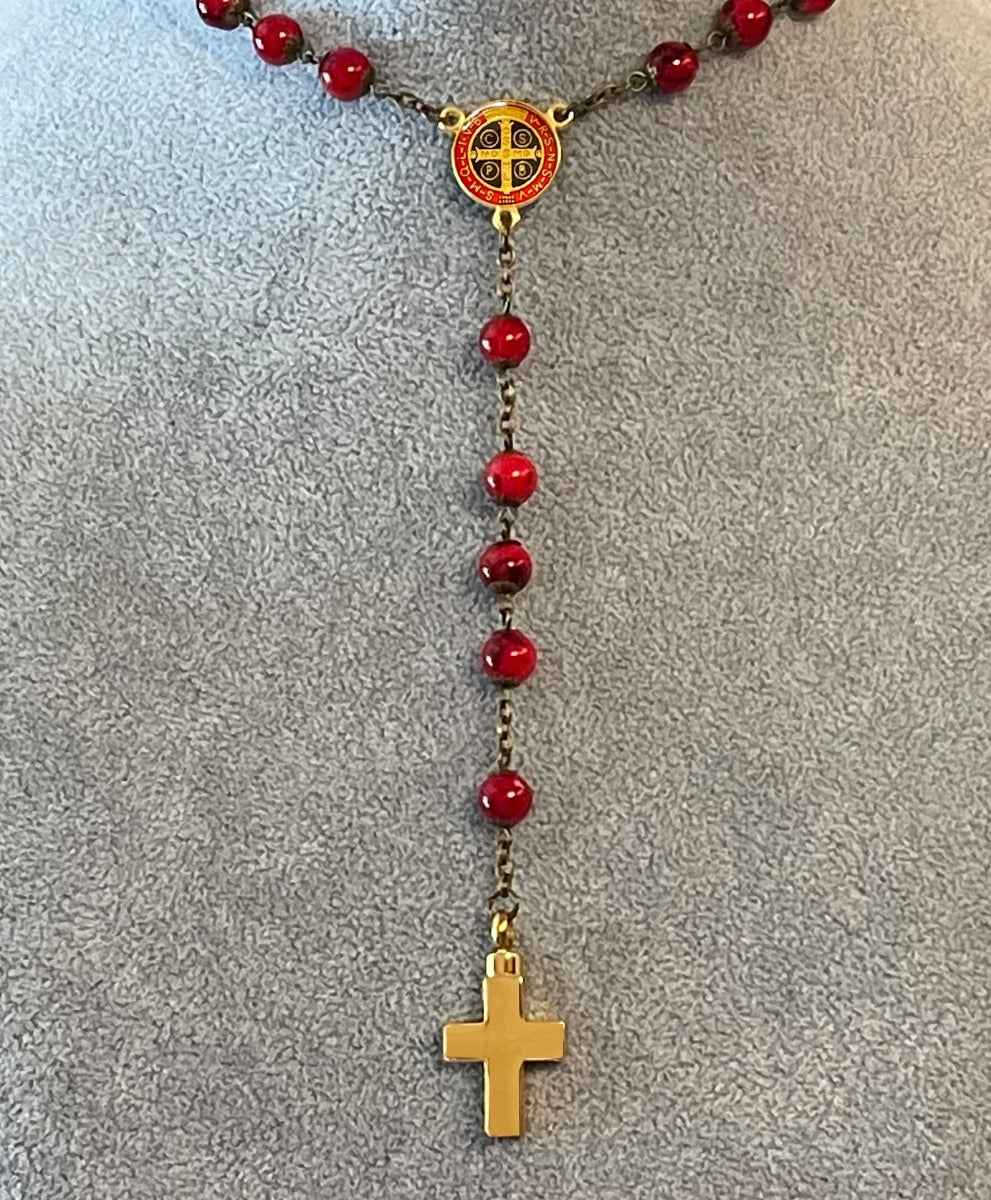 Jubilee Metal Red Rosary Necklace Urn
