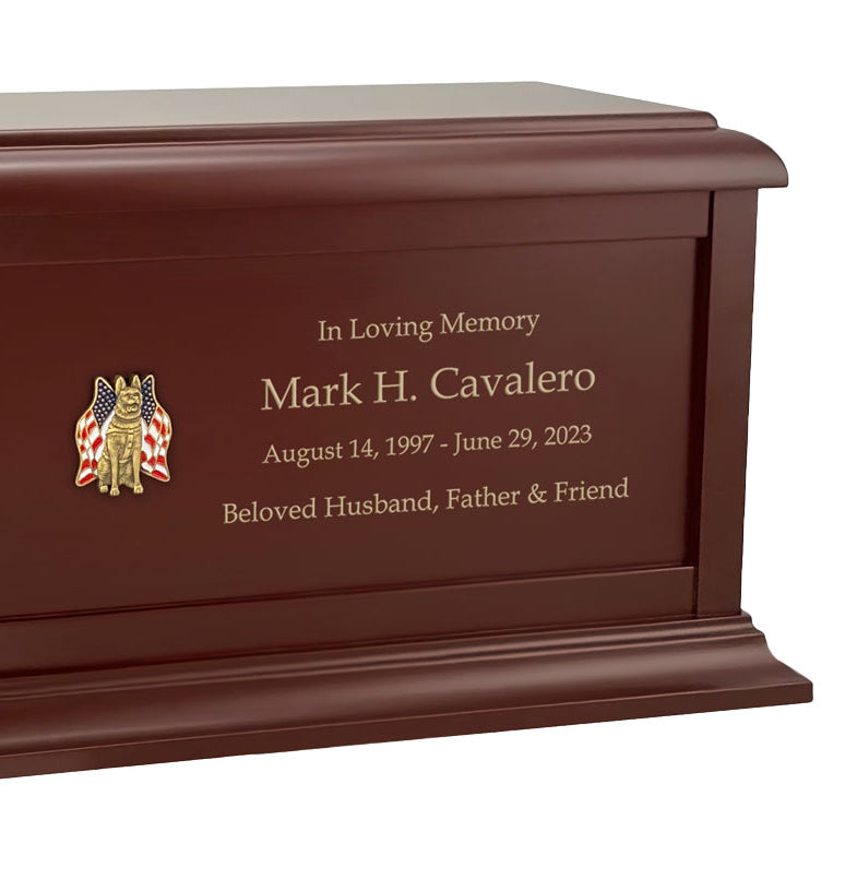 K9 Service Dog Birch Cremation Urn - Adult Wood Urn