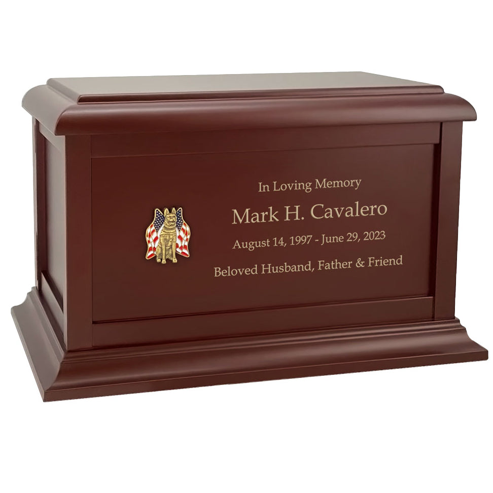 K9 Service Dog Birch Cremation Urn - Adult Wood Urn