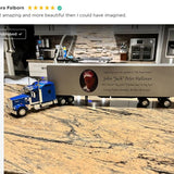 Trailer Cremation Urn & Kenworth W900 Blue Sleeper Truck Décor