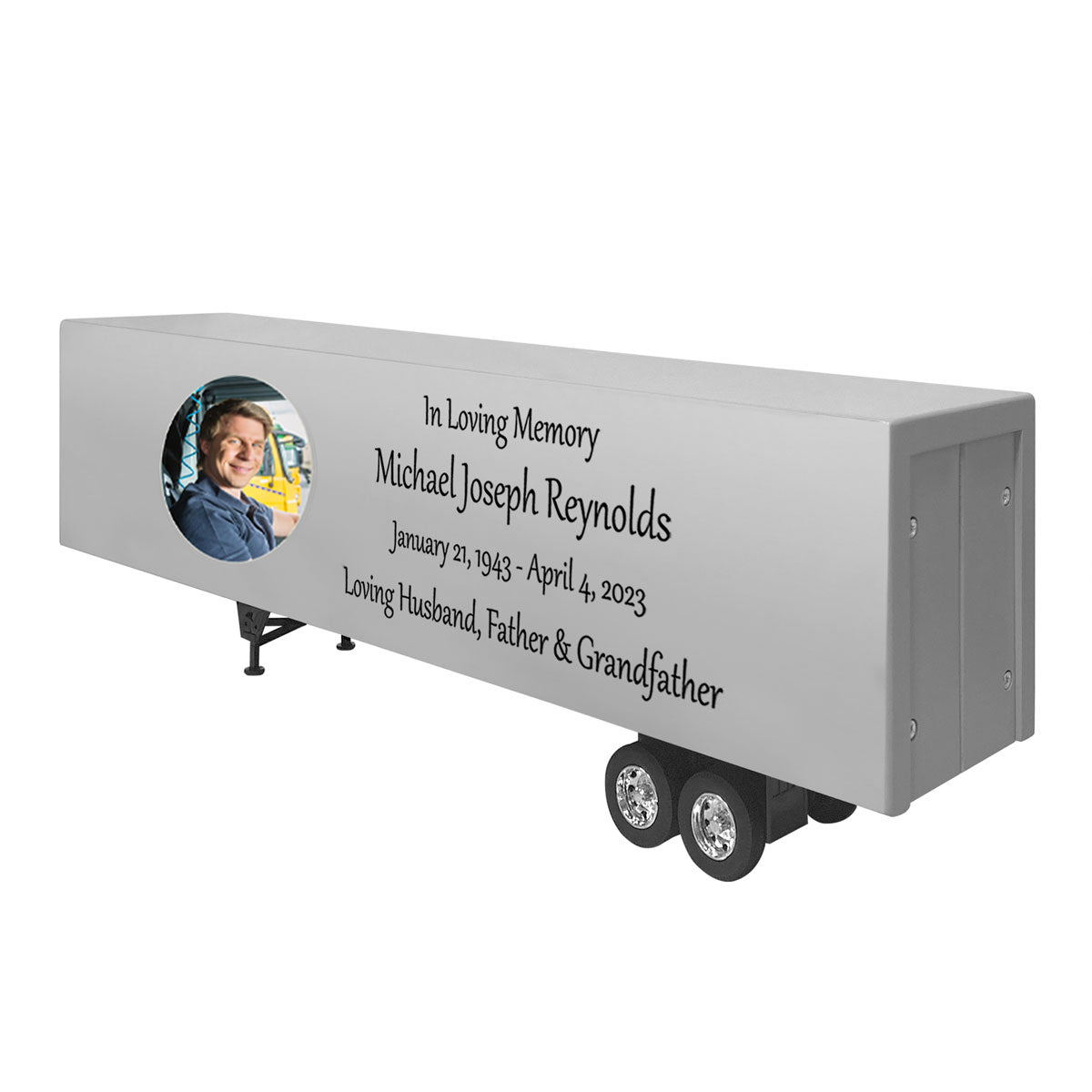Trailer Cremation Urn & Volvo VN-780 White Truck Décor 