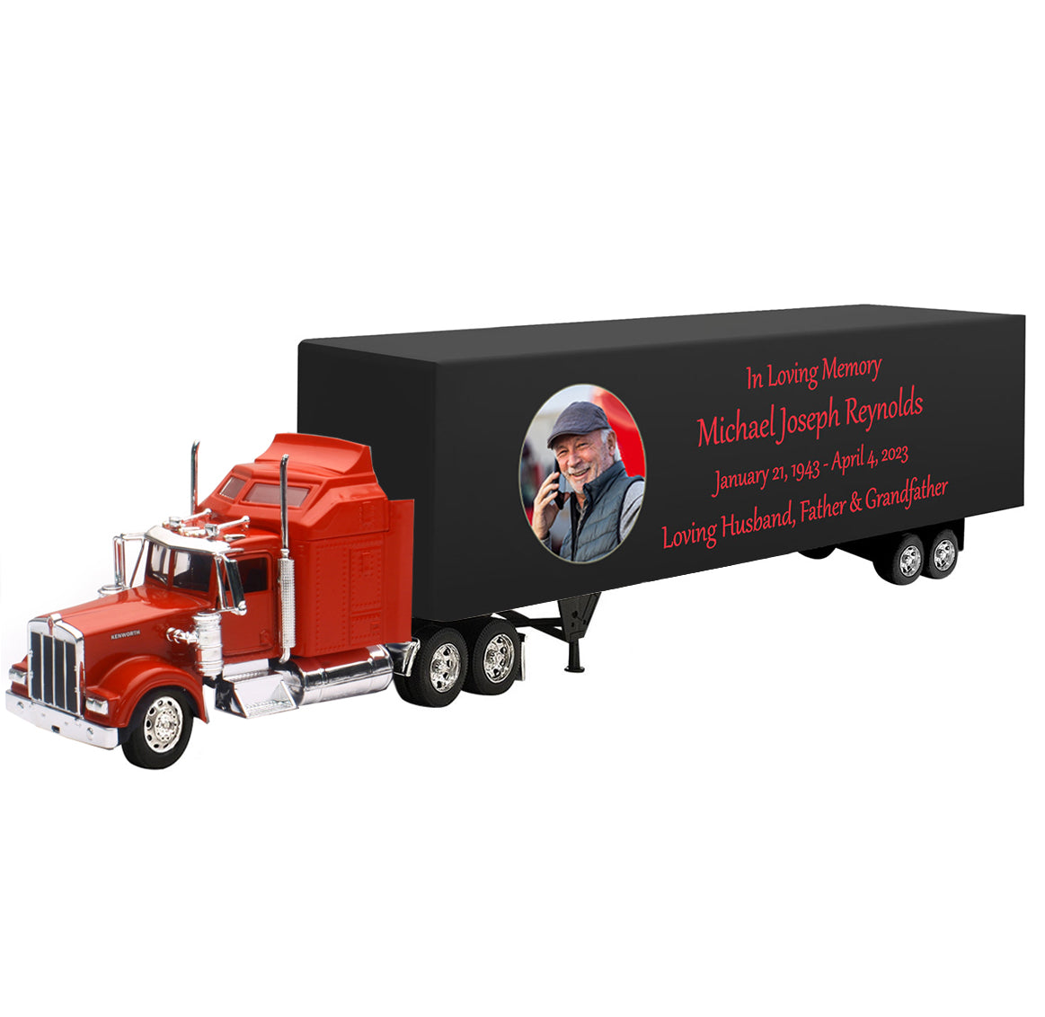 Trailer Cremation Urn & Kenworth W900 Red Truck Décor