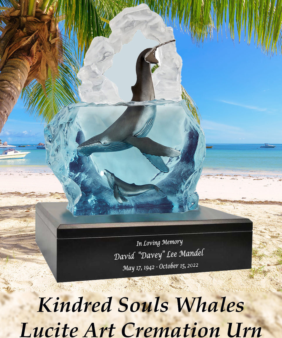 Kindred Souls Whales Lucite Art Cremation Urn
