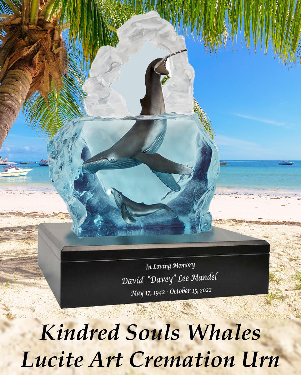 Kindred Souls Whales Lucite Art Cremation Urn