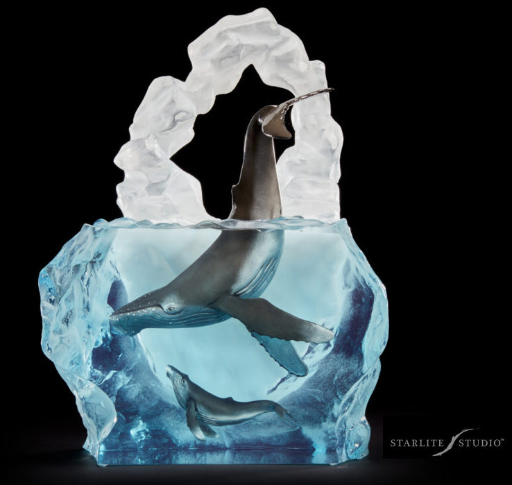 Kindred Souls Whales Lucite Art Cremation Urn