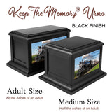 Perfect Memories Photo Wood Adult or Medium Cremation Urn - Keep The Memory® Urn 